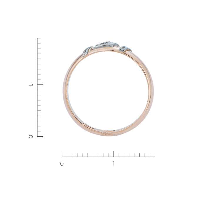 Кольцо из комбинированного золота 583 пробы c 1 бриллиантом, Л 6002 1114 за 17500