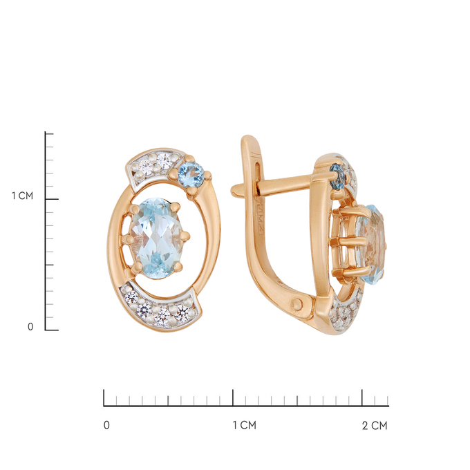 Серьги из золота 585 пробы c топазами и фианитами, Л 4706 2238 за 39600