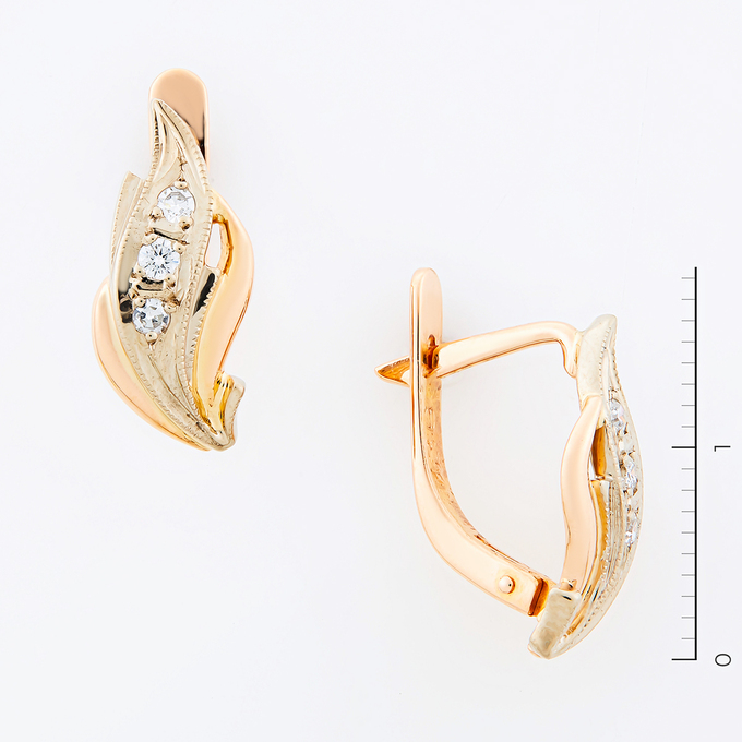 Серьги из золота 585 пробы c 6 бриллиантами