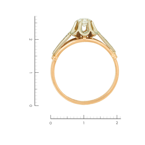 Кольцо из комбинированного золота 583 пробы c 1 бриллиантом, Л75010125 за 36300