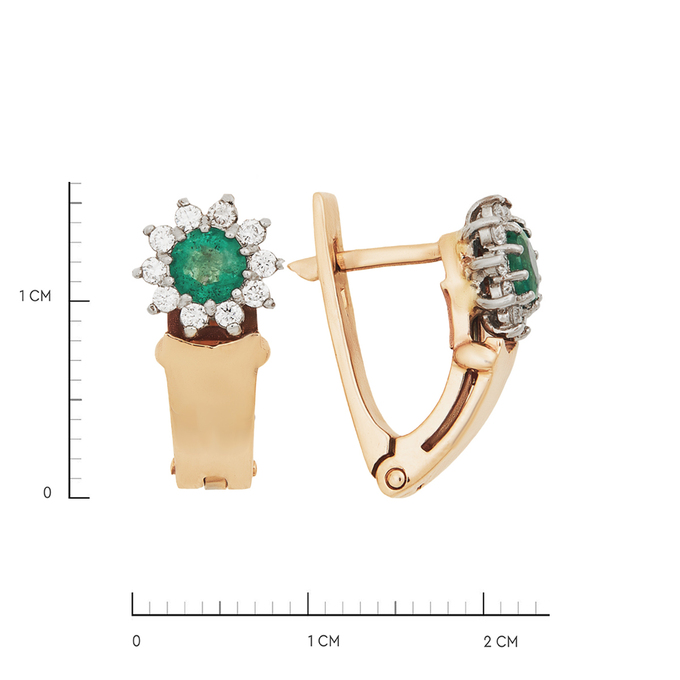 Серьги из золота 585 пробы c изумрудами и бриллиантами, Л 2415 2896 за 47900