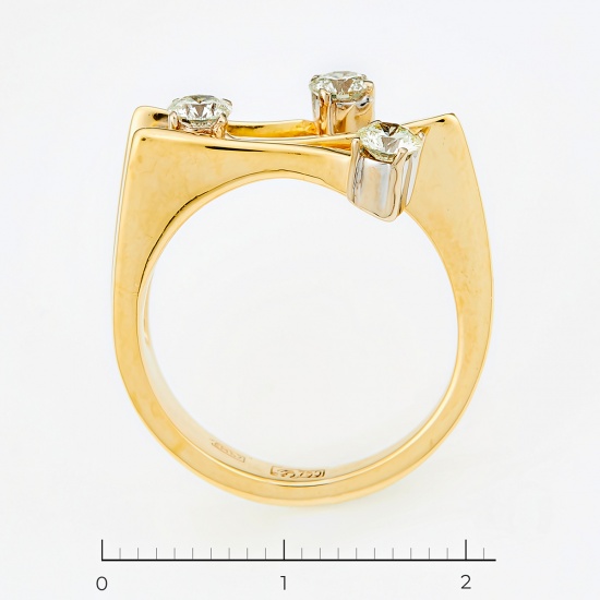 Кольцо из комбинированного золота 750 пробы c 3 бриллиантами, Л35054747 за 80700