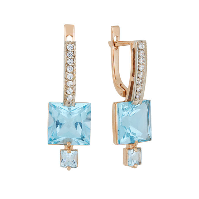 Серьги из золота 585 пробы c топазами и фианитами, Л 7601 3689 за 70320