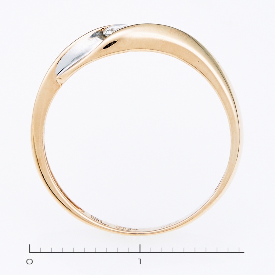 Кольцо из комбинированного золота 585 пробы c 1 бриллиантом, Л47051988 за 11800