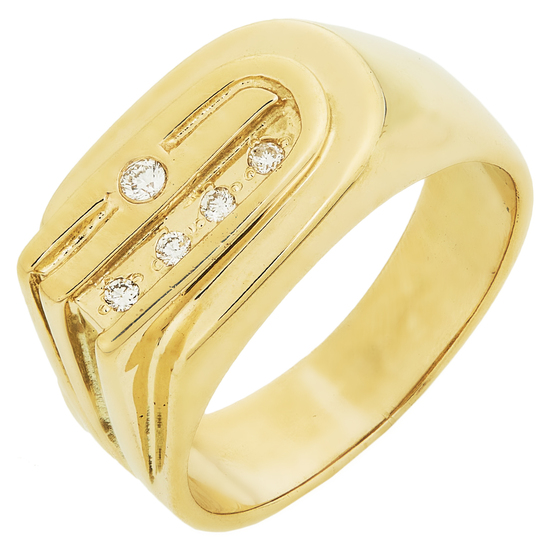 Кольцо из желтого золота 585 пробы c 5 бриллиантами, Л22034582 за 63800