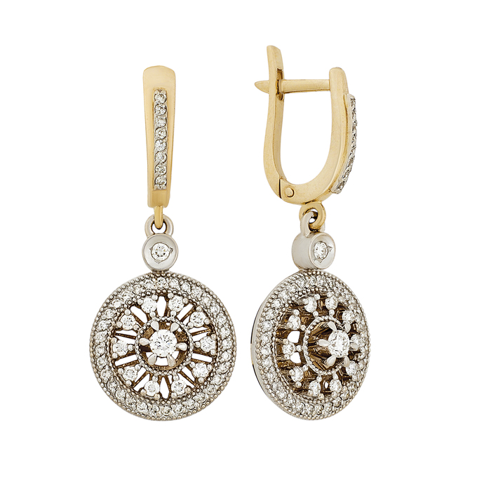 Серьги из золота 585 пробы c бриллиантами