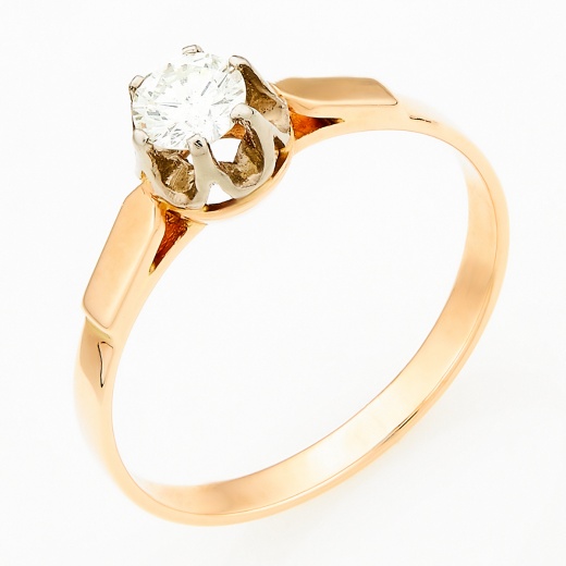 Кольцо из комбинированного золота 583 пробы c 1 бриллиантом Л32063976 фото 1