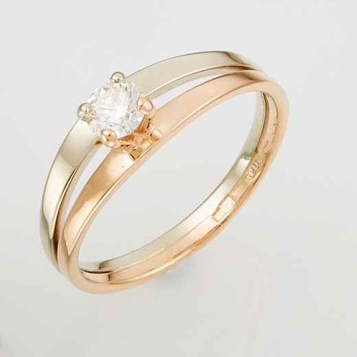 Кольцо из комбинированного золота 585 пробы c 1 бриллиантом Л62005071 фото 1