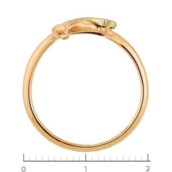 Кольцо из комбинированного золота 585 пробы c 2 бриллиантами, Л24140243 за 14700