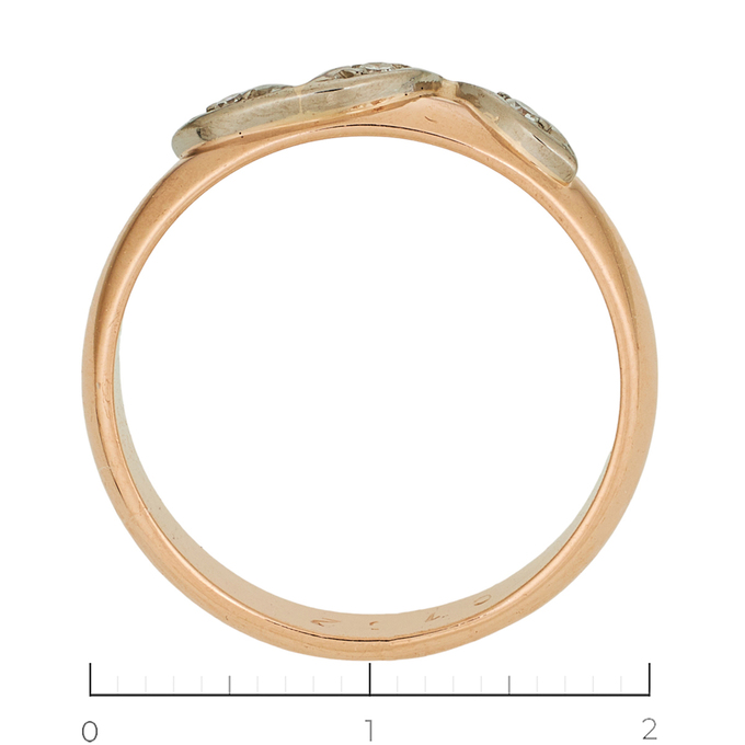 Кольцо из комбинированного золота 585 пробы c 3 бриллиантами, Л 2211 7849 за 20650