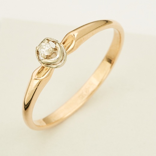 Кольцо из комбинированного золота 585 пробы c 1 бриллиантом Л35050877 фото 1
