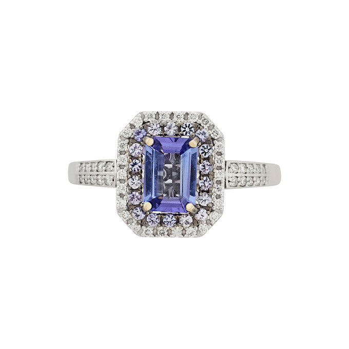 Кольцо из золота 585 пробы c танзанитами и бриллиантами, Л 2812 5411 за 60000