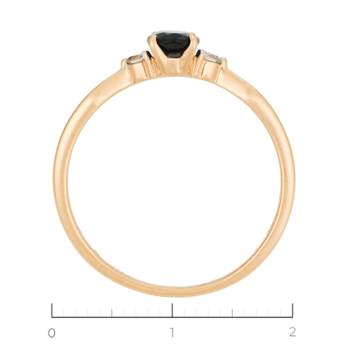 Кольцо из золота 585 пробы c 1 сапфиром и 2 бриллиантами, Л 2912 5691 за 10760