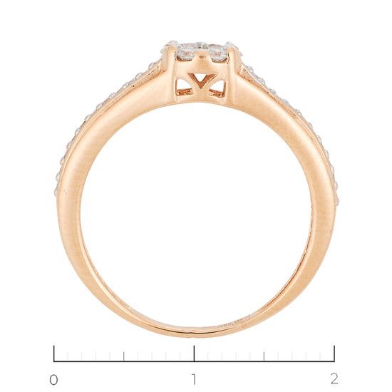 Кольцо из красного золота 585 пробы c 27 бриллиантами, Л73023950 за 17430