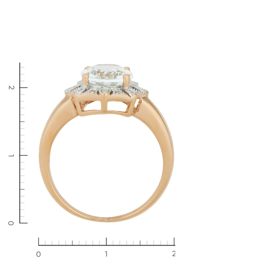 Кольцо из красного золота 585 пробы c 16 бриллиантами и 1 кварцем, Л52071585 за 33520