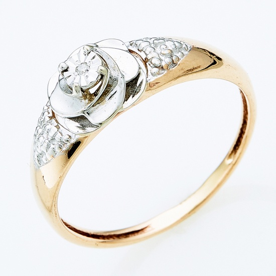Кольцо из комбинированного золота 375 пробы c 1 бриллиантом