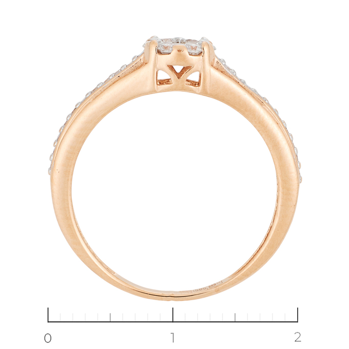 Кольцо из красного золота 585 пробы c 27 бриллиантами, Л 7302 3950 за 14940