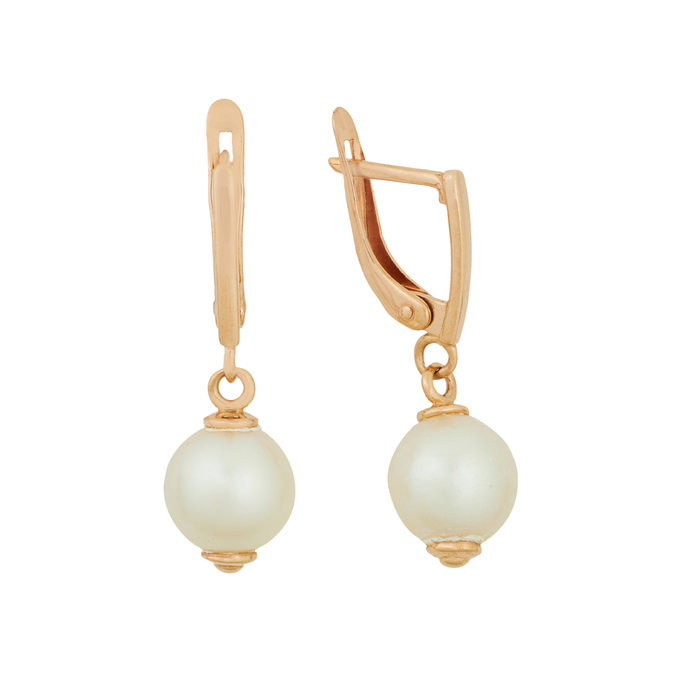 Серьги из золота 585 пробы c культ. жемчугом, Л 2910 4903 за 33040