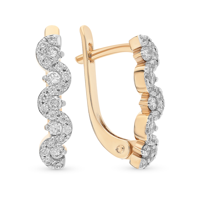 Серьги из красного золота 585 пробы c фианитами