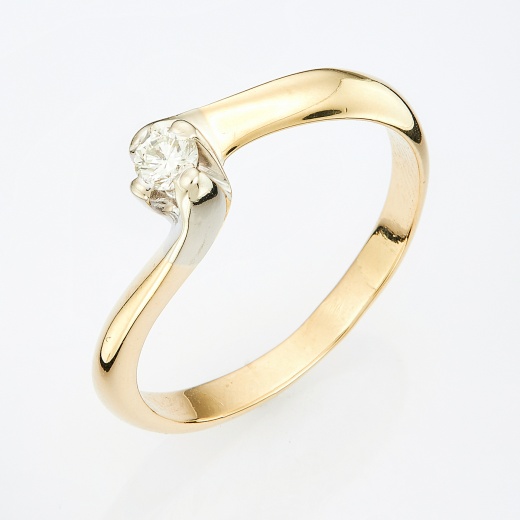 Кольцо из комбинированного золота 585 пробы c 1 бриллиантом Л23143618 фото 1
