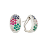 Серьги из золота 750 пробы c рубинами, сапфирами, бериллами и бриллиантами