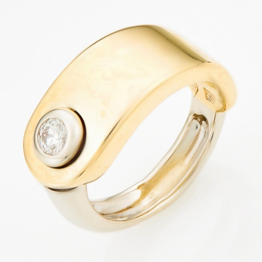 Кольцо из комбинированного золота 750 пробы c 1 бриллиантом Л06149603 фото 1