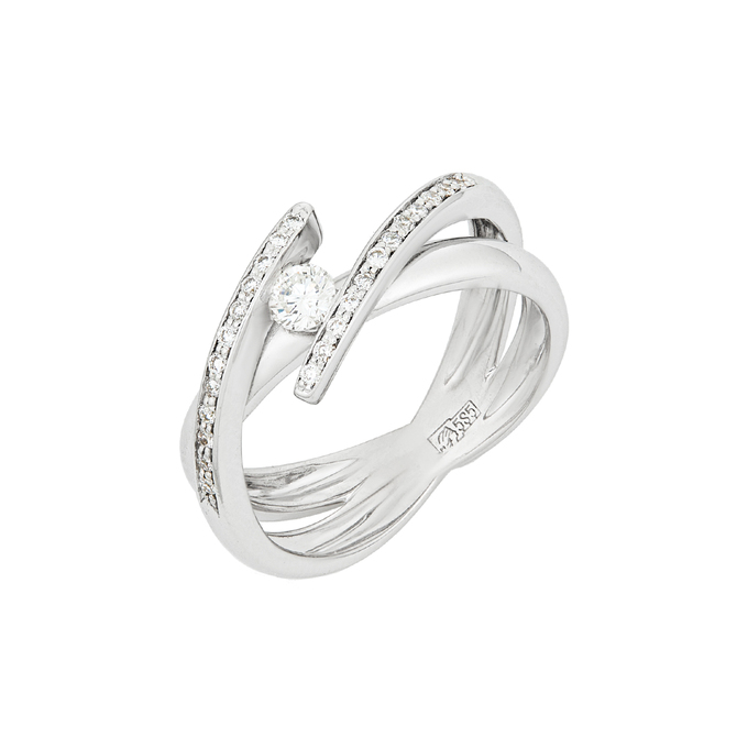 Кольцо из золота 585 пробы c бриллиантами