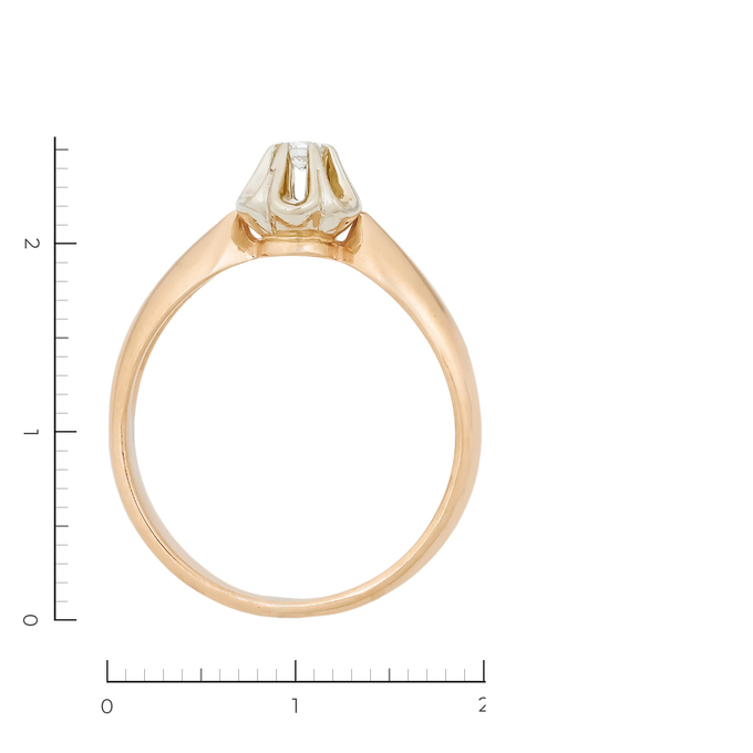 Кольцо из комбинированного золота 585 пробы c 1 бриллиантом, Л 3606 2348 за 21540