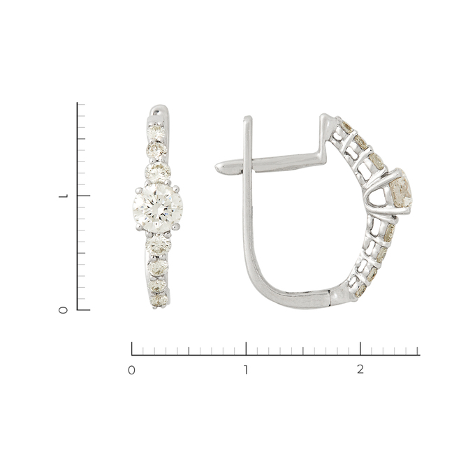 Серьги из белого золота 585 пробы c 16 бриллиантами, Л 2809 2021 за 134500