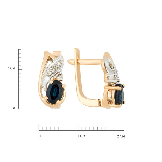 Серьги из золота 585 пробы с сапфирами и бриллиантами, Л 7303 8054 за 64600