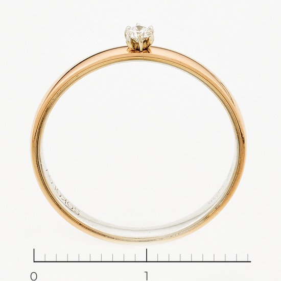Кольцо из комбинированного золота 585 пробы c 2 бриллиантами, Л61020117 за 5805