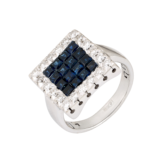 Кольцо из золота 585 пробы c сапфирами и бриллиантами, Л 0514 5327 за 169000