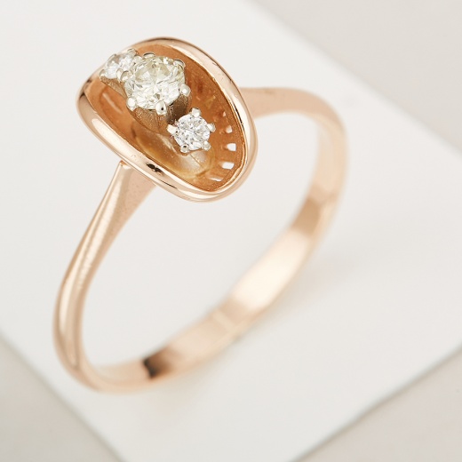 Кольцо из комбинированного золота 585 пробы c 3 бриллиантами Л36050970 фото 1