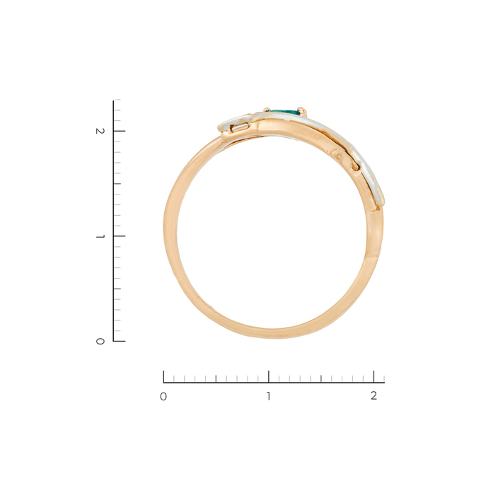 Кольцо из золота 585 пробы c 1 изумрудом и 6 бриллиантами, Л 3706 0047 за 26800