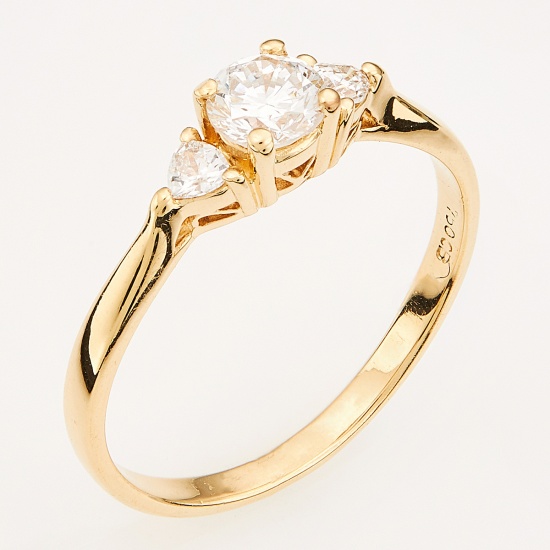 Кольцо из желтого золота 750 пробы c 3 бриллиантами, Л47072024 за 57400