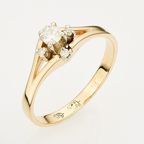 Кольцо из комбинированного золота 585 пробы c 5 бриллиантами, Л24105538 за 15365