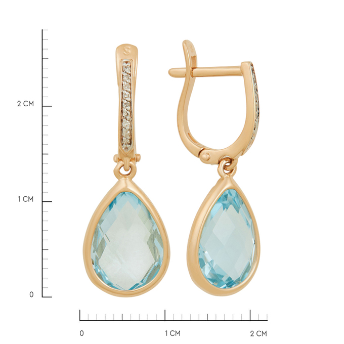 Серьги из золота 585 пробы c топазами и бриллиантами