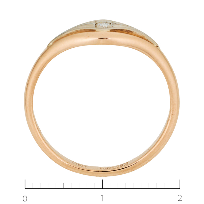 Кольцо из комбинированного золота 583 пробы c 1 бриллиантом, Л 2009 8982 за 15120
