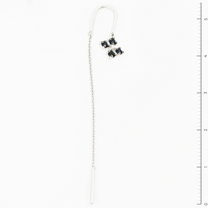 Серьги из белого золота 585 пробы c 8 сапфирами