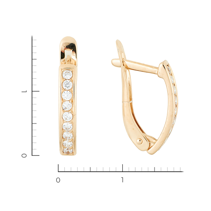 Серьги из красного золота 585 пробы c фианитами