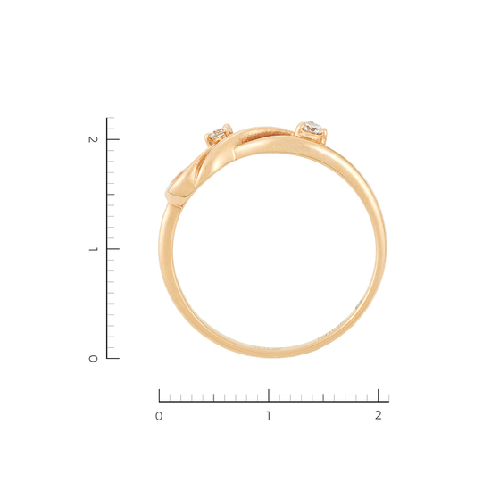 Кольцо из красного золота 585 пробы c 2 бриллиантами, Л31104156 за 11960