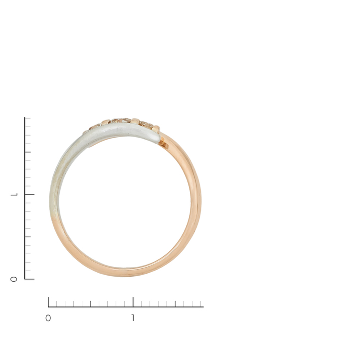 Кольцо из комбинированного золота 585 пробы c 3 бриллиантами, Л 0514 3435 за 27120