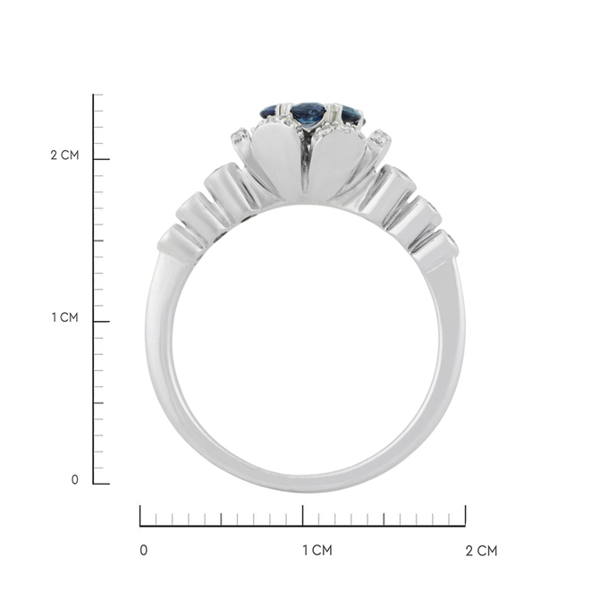 Кольцо из золота 585 пробы c сапфирами и бриллиантами