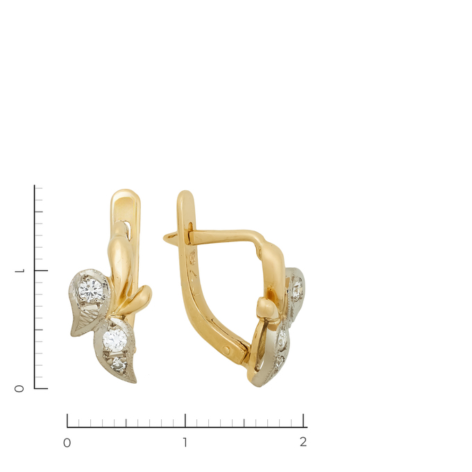Серьги из золота 750 пробы c 6 бриллиантами