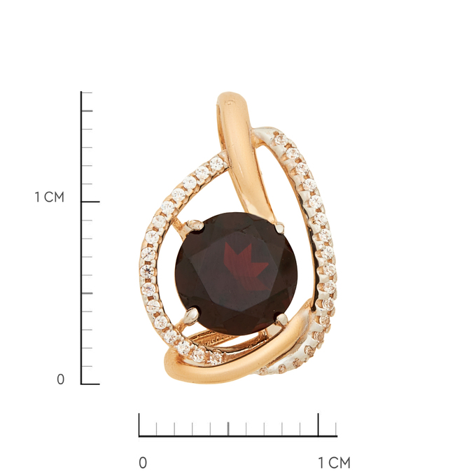 Подвеска из золота 585 пробы c гранатом и фианитами, Л 2212 9354 за 21200