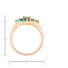Кольцо из золота 585 пробы c 6 бриллиантами и 9 изумрудами