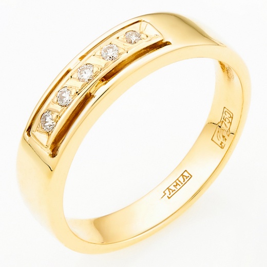 Кольцо из желтого золота 750 пробы c 5 бриллиантами Л43052666 фото 1