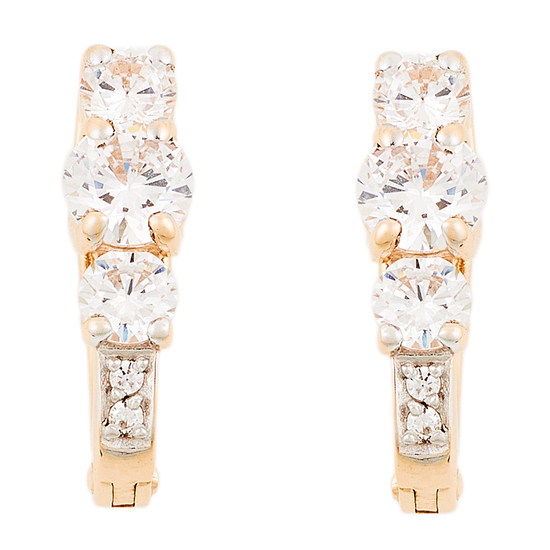 Серьги из красного золота 585 пробы c фианитами, Л12079240 за 13 280 ₽