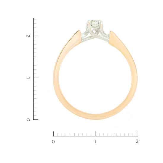 Кольцо из комбинированного золота 585 пробы c 1 бриллиантом, Л28090529 за 22200