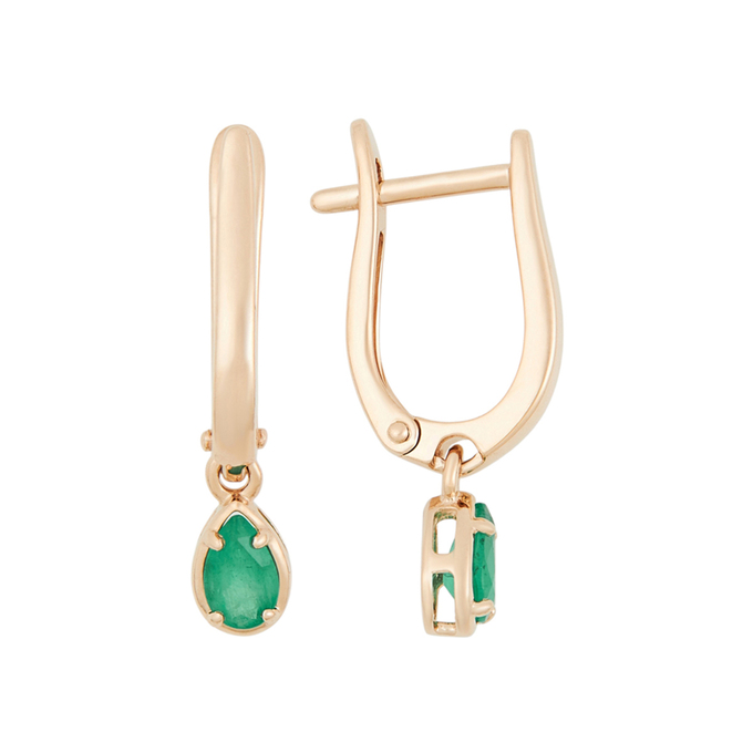 Серьги из золота 585 пробы c изумрудами, К 0000 3538 за 31400